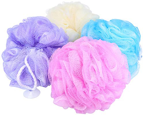 com-four® 4x Duschschwamm XL, Waschschwamm für die Dusche, Massageschwamm | Badeschwamm in tollen Farben [Auswahl variiert]