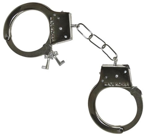 Metall Handschellen zum Polizei Kostüm mit zwei Schlüsseln