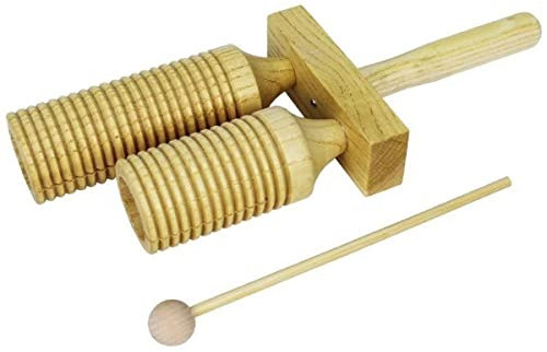 A-Star Two Tone Double Wood Block Agogo Guiro Scraper mit Holzschlägel, Percussion-Rhythmusblock