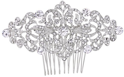 EVER FAITH® österreichischen Kristall Art Deco Braut Haarkamm Haarschmuck Klar Silber-Ton