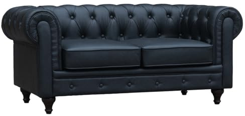 Habitat et Jardin Divano fisso Chesterfield Aliza - 157 x 82 x 70 cm - 2 posti a sedere - Nero