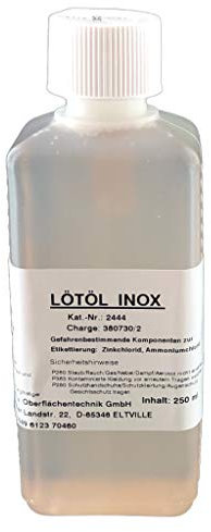 Flussmittel/Lötöl INOX 250 ml -circa 500 g-, Konventionelles Weichlöten von Edelstahl, Eisen-, Kupfer- und Messingwerkstoffen, mit extrem hoher Wärmestabilität und herausragenden Löteigenschaften