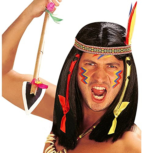 W WIDMANN MILANO Party Fashion - B6141 - parrucca da indiano, nera, capelli sintetici, Comanche, wild west