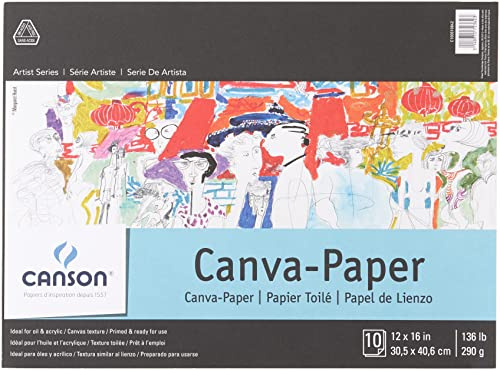 Canson Foundation Series Canva-Paper Pad, 12 x 16, Fold-over Cover, 10 Sheets (100510842)
