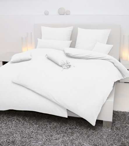 Janine Bettwäsche Seersucker Uni Piano 135x200 cm inklusive Kissenbezug 80x80 cm weiß