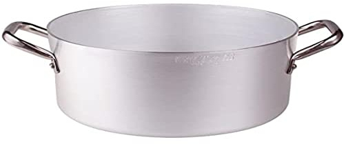 Pentole Agnelli PCMX0418 Casseruola Alta in Alluminio con 2 Maniglie, Inox, 18 cm
