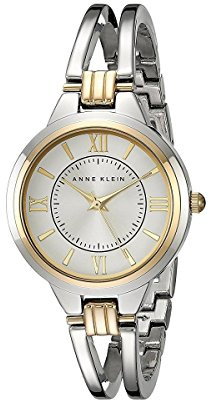 Anne Klein Women's AK/1441SVTT Two-Tone Open Bangle Watch