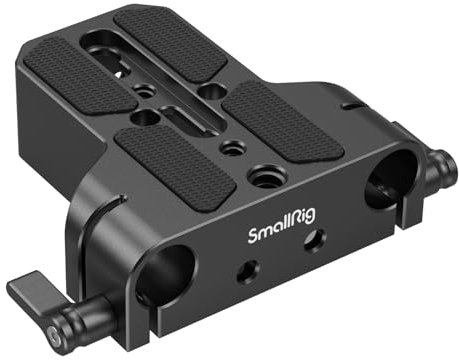 SMALLRIG Universal Base Plate with 15mm Rod Rail Clamp, Mounting Baseplate for Sony A7 Series, for Canon/Nikon/Panasonic/Fujifilm/BMPCC, Both for Cameras & Cages -1674