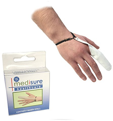 Medisure SIZE X-LARGE FIRSTAID PREMIUM ADJUSTABLE RE-USABLE MEDICAL PROTECTIVE WHITE LEATHER FINGER STALL