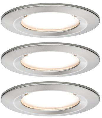 Paulmann 93873 Nova Plus LED Einbauleuchte inkl. Coin Basisset starr IP44 rund 78mm 3x6W 230V dimmbar 2700K Eisen gebürstet Spot Einbaustrahler