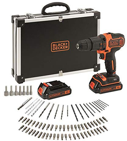 BLACK+DECKER Macchina foratrice a batteria, set da 80 pezzi, 1 pezzo, BDCHD18BAFC