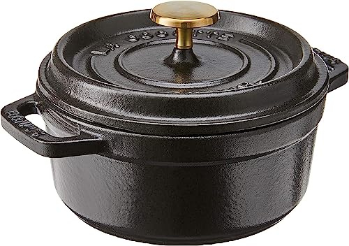 Staub Cocotte ronde avec couvercle 0.5-quart Noir mat.
