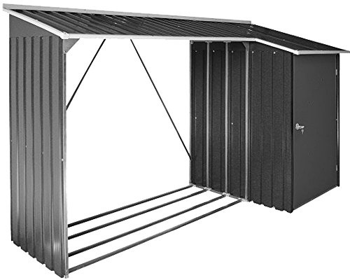 Duramax WoodStore Combo 8 x 3 Entrepôt à bûches avec espace de rangement fermé sur le côté, porte verrouillable avec clés, plancher pour élever les bois, anthracite