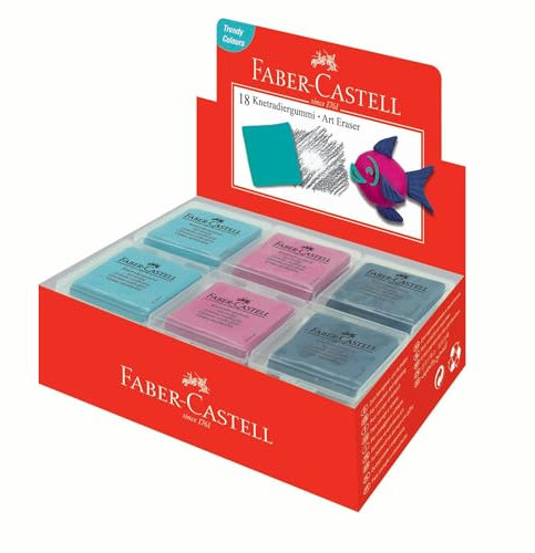 Faber Castell 127121 Gommes à modeler couleur mûre, turquoise, bleu foncé (quantité totale : 3)