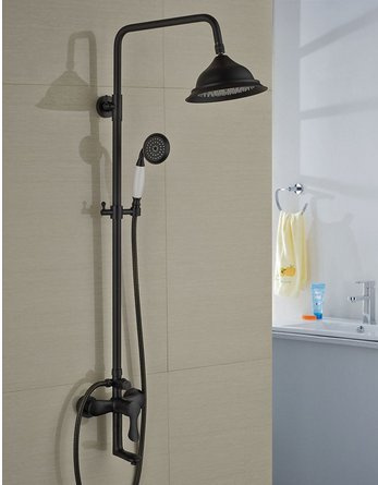 Gowe à fixation murale Bronze huilé Laiton 20,3 cm pluie Pomme de douche baignoire Bec Colonne de douche baignoire Bec robinet mitigeur