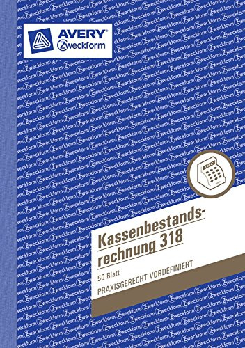 Avery Zweckform 318 Kassenbestandsrechnung, DIN A5, vorgelocht, 50 Blatt, weiß (10er Vorteilspack)