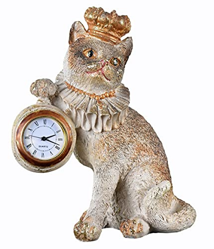 Tischuhr Katzenprinzessin Uhr Katze mit Krone Kaminuhr 17 cm Kätzchen tvc105 Palazzo Exclusiv