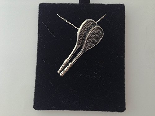 S12 Squash Schläger Anhänger echt 925 Sterling Silber Halskette Handarbeit 66 cm Kette mit prideindetails Geschenk-Box