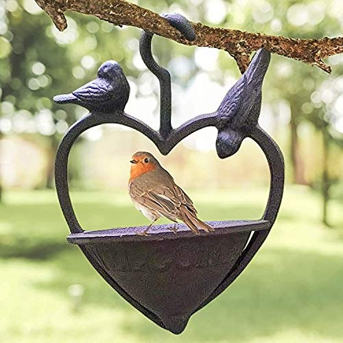 garden mile Unique Style Classique Fonte Difficile Travailler Tenture Mangeoire Oiseaux ou Bain, Bronze Oiseau Station Graines de Table ou arachide décoratif décoration de Jardin