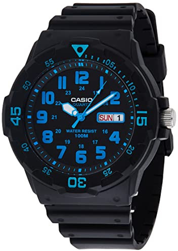 Casio MRW200H-2BV Men's Wrist Watch Plastic Strap, Black/Blue, NO Size, MRW200H-2BV