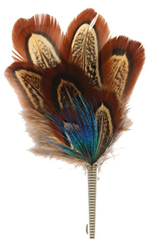 Hut Breiter - Plume de chapeau large en plume de faisan avec manchon accessoire pour chapeau traditionnel – Marron, Bleu, Vert., 9,5 cm