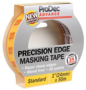 ProDec Advance 24mm (1 inch) x 50m Precision Edge Multi Surface Painters Masking Tape for Razor Sharp Lines with No Paint Bleed For Indoor Painting and Decorating Compatible with All Paints, 1