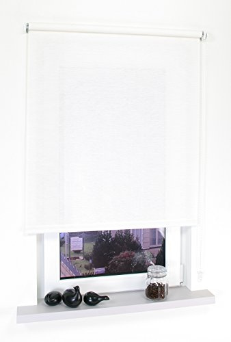 Liedeco® Rollo, Fenster Rollo, Kettenzug-Rollo / 92 x 180 cm (Breite x Höhe), Struktur Natur weiß/Stoff mit Dekor, Lichtdurchlässig, Blickdicht/Breiten 60-200 cm/Variable Montage möglich