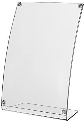 5 Stück Vorteilspack L-Ständer MAGNETIC DIN A5 Hoch- und Querformat - Werbeaufsteller gebogen - optimaler Lesewinkel - Tischaufsteller aus Acryl - glasklar - Infoständer A5