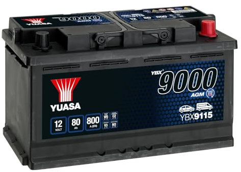 Yuasa YBX9115 12V 80Ah 800CCA AGM Start Stop Plus Car Battery