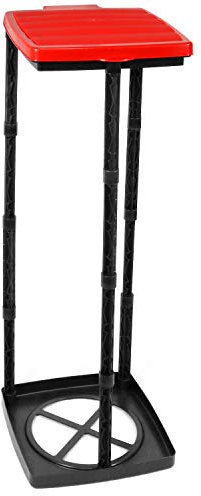 com-four® Soporte para bolsas de basura con tapa, 3 alturas diferentes, montable, rojo (Cubierta - rojo)