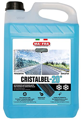 Ma-Fra Cristalbel -20°C, Detergente Concentrato Anticongelante per Vaschette Tergicristallo, Liquido Lavavetri Auto con Azione Anti Calcare, Adatto a Tutte Le Stagioni, Formato 5 Litri