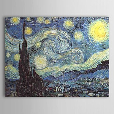 dipinto a mano pittura a olio una notte stellata di Vincent van Gogh con telaio allungato