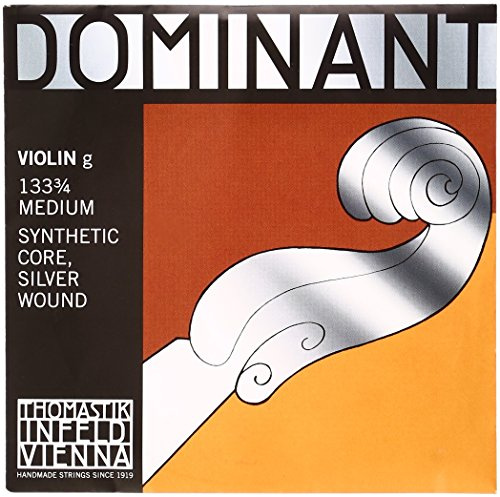 Thomastik-Infeld Dominant Violinsaite G 3/4 – Einzelsaite (133 3/4), synthetischer Kern, Silber umsponnen, mittlere Spannung
