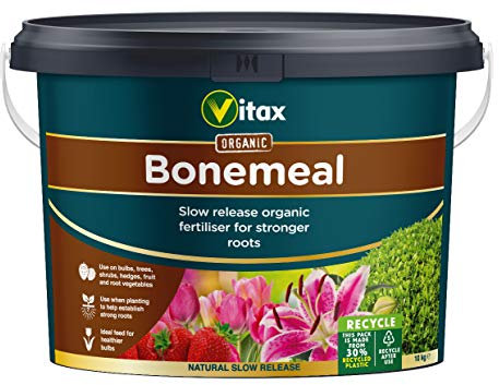 Vitax Bonemeal, Organic Fertiliser, Slow Release, Encourages Healthy Root Development, For All Plants, Vegetables And Fruit Trees- 10Kg Tub