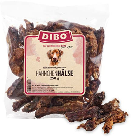 DIBO Hähnchenhälse, 250g-Beutel, der kleine Naturkau-Snack oder Leckerli für Zwischendurch, Hundefutter, Qualitätskauartikel ohne Chemie von DIBO