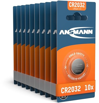 ANSMANN 10x CR2032 Batterie Lithium Knopfzelle 3V / Qualitativ hochwertige Knopfbatterien / Ideal für Autoschlüssel, TAN-Gerät, Taschenrechner, Kinderspielzeug, Fernbedienung, Uhren, etc.