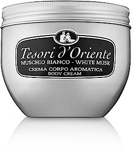 Tesori d'Oriente - Crema Corpo Profumata Muschio Bianco, Texture Setosa che Nutre la Pelle, Note Ambrate, Azione Tonificante e Rinfrescante, 300ml