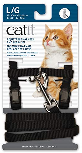 Catit Katzengeschirr und Leine, Nylon, verstellbar, groß, Schwarz