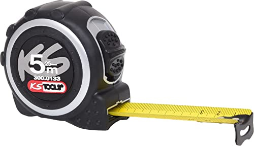 KS Tools 300.0133 Bandmaß mit Feststeller,schwarz-grau, 5m, 25mm | 300.0133, Maßband
