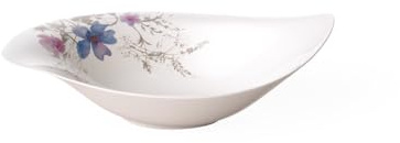 Villeroy und Boch - Mariefleur Gris Serve und Salad Salatschüssel, Schüssel für Beilagen und Salate, 36 x 24 cm, Premium Porzellan, weiß/bunt