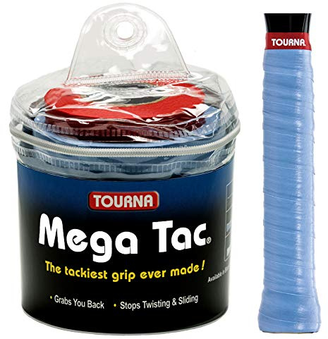 Tourna Zipper Box von 30 auf Grips – Mega Tac, Uni, TG30MTB, blau Overgrip, Fits Most