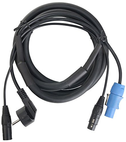 Pronomic Stage EUPPD-2,5 Câble Hybride Compatible Schuko/Powercon + DMX 3 broches, 2,5m (idéal pour le câblage des effets lumineux & éclairage de scène)