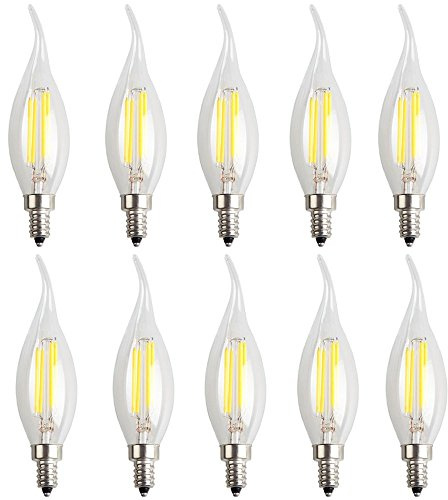 ITALASA Lot de 10 ampoules à filament LED E14 4 W vintage C35 LED Edison Blanc froid 6 000 K Éclairage élevé 400 lm Lampe LED à pointe de flamme AC220-240 V