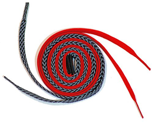 Easy Tie Shoe Laces – Learn to Tie Fast and Easy - Dual Colored, Learning Shoelaces – Waxed for a Secure Tie (Red/Midnight and Grey 37 - 94cm)
