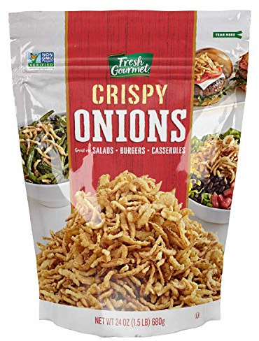 Fresh Gourmet Crispy Onions | 24 Ounce | Low Carb | Crunchy Snack and Salad Topper