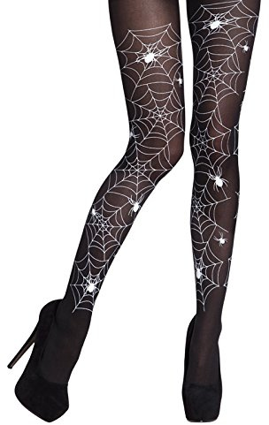 PARTY DISCOUNT NEU Strumpfhose Spinnweben, weiß, Einheitsgröße