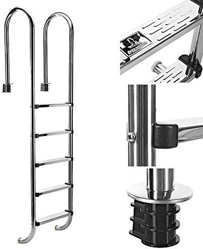 Melko Poolleiter 5stufig Edelstahl Schwimmbecken Treppe Hochbeckenleiter Einbauleiter