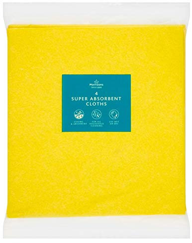 Morrisons Super Absorbent Cloths, 1 pack of 4 cloths, Yellow