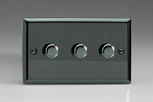 Varilight 3-Gang 2-Way V-Pro Push On/Off Rotary LED Dimmer 3 x 0-120W (Twin Plate) Iridium