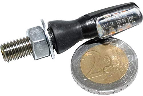 SHIN YO LED Blinkerpaar Spark M8 - Schwarz - M8x1.25-12V - 3xLEDs | 2x Blinker montagefertig, Kunststoffgehäuse, transparente Glasfarbe, orange Lichtfarbe, Maße 25 × 11 × 14,5 mm, Gewinde M8